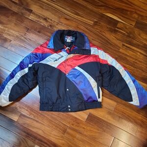 Vintage Polaris Snowmobile Jacket Retro 90s Colorblock Coat L Cold Weather